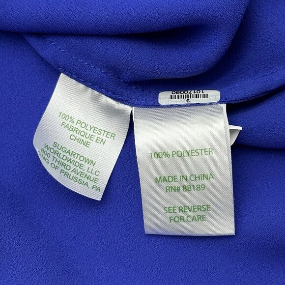 Lilly Pulitzer Anela Size XXS Royal Blue Chiffon Long Sleeve Button Up Blouse - Picture 6 of 10